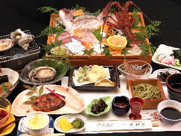 【祝い魚プラン】☆伊勢海老と旬の魚貝活造り&鮑の陶板焼き